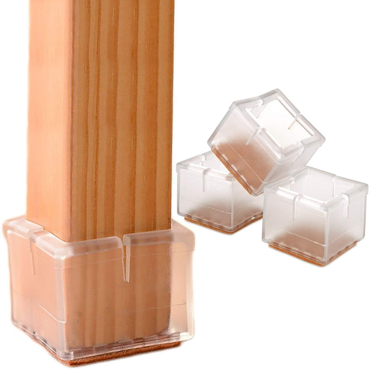 4 قطع أغطية أرجل كراسي مربعة من PVC لحماية الأثاث والطاولات، 30-35 مم، 42-48 مم، 49-55 مم، 37-42 مم، 56-62 مم