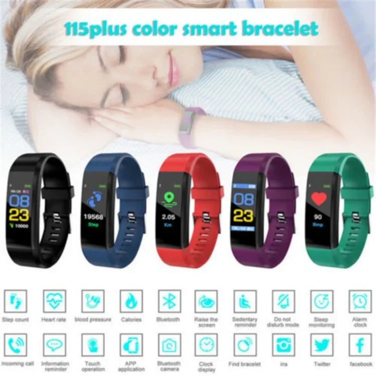 ساعة ذكية ID115 بشاشة OLED بمقاس 0.96 بوصة مع عداد خطوات وسوار رياضي لتعقب اللياقة، ID115 أسود، ID115 أحمر، ID115 أخضر، ID115 بنفسجي، ID115 أزرق