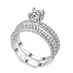 خاتم خط مزدوج نسائي عصري بحجر زركون مكعب للزفاف والخطوبة، المقاسات 6، 7، 8، 9، 10