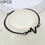 10 قطع أساور شخصية بسيطة بتصميم ECG برقصة البرق، أساور تردد نبض القلب للأزواج، أسود، ذهبي، فضي