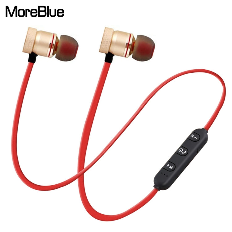 سماعات أذن بلوتوث لاسلكية MoreBlue S07 معدنية بمغناطيس ستيريو بيس سماعات رأس رياضية بدون أسلاك مع ميكروفون