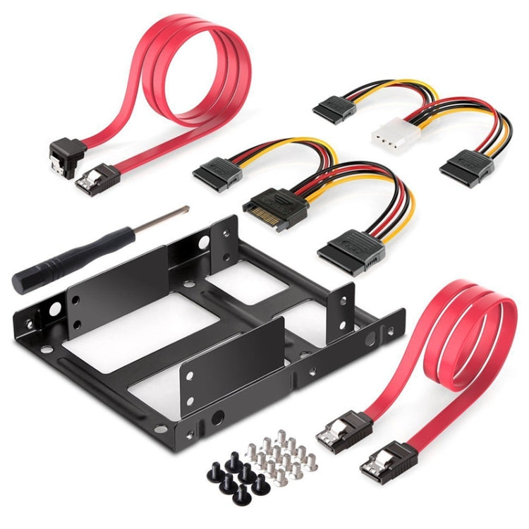 عدة تركيب معدنية لمحرك أقراص خارجي HDD/SSD من 2.5 بوصة إلى 3.5 بوصة مع كابلات بيانات وطاقة SATA وبراغي