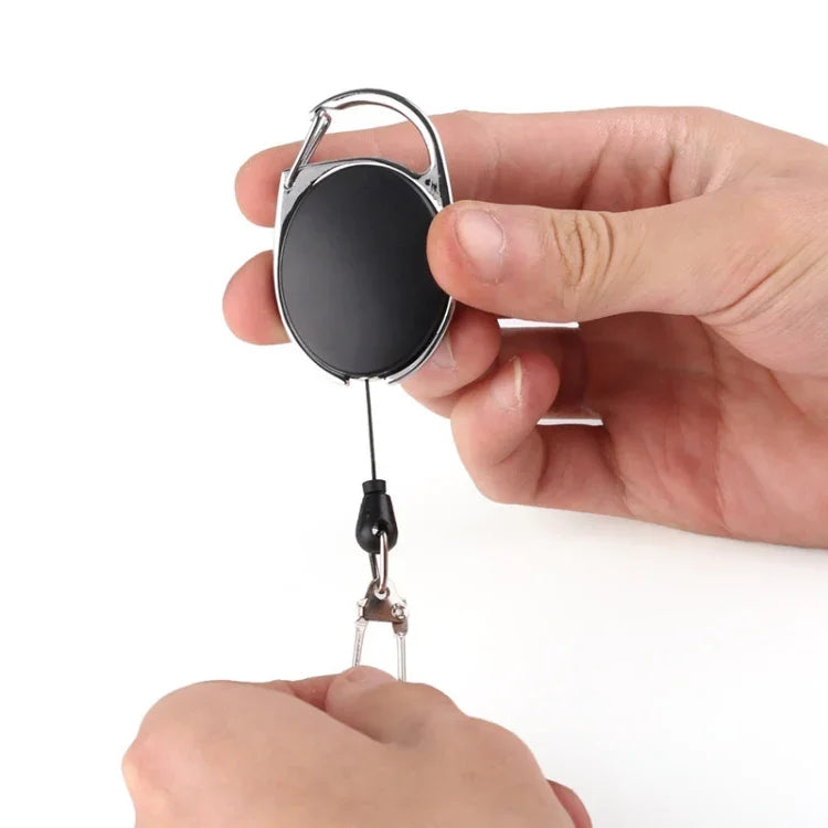 2 قطع بكرة شارة قابلة للسحب، سبيكة الزنك وABS، حبل معرّف، بطاقة اسم، مشبك سلسلة حلقة مفتاح