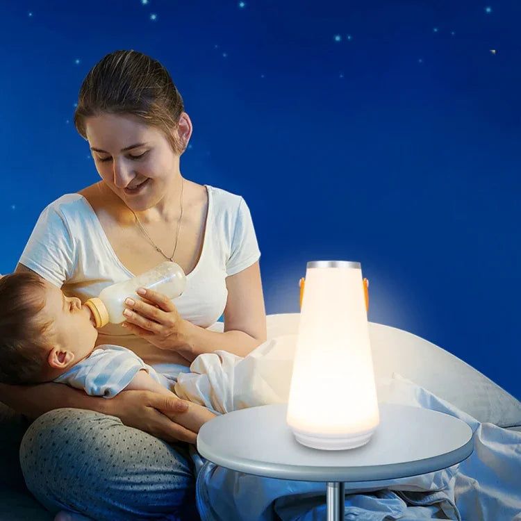 مصباح طاولة LED محمول قابل لإعادة الشحن مع مفتاح لمس، ضوء ليلي للطوارئ والتخييم في الهواء الطلق مع مقبض