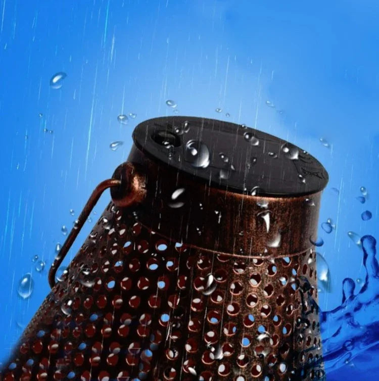 مصباح فانوس حديقة خارجي من الحديد المطاوع يعمل بالطاقة الشمسية، فانوس أقحوان LED معلق