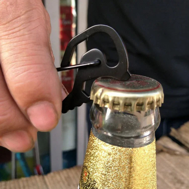 أدوات خارجية كاربينر مفتاح سداسي فتاحة زجاجات حلقة سلسلة مفاتيح ملحقات تسلق