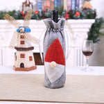 Christmas Machine Embroidered Faceless Old Man Wine Bottle Bags Table Decorations