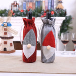 Christmas Machine Embroidered Faceless Old Man Wine Bottle Bags Table Decorations