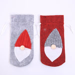 Christmas Machine Embroidered Faceless Old Man Wine Bottle Bags Table Decorations
