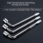 L-Type Car Tire Removal Tool Tire Wrench Socket Wrench, 17mm, 19mm, 21mm, 22mm, 23mm, 24mm