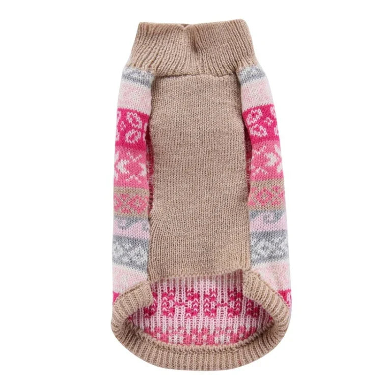Autumn Winter Pet Clothes Christmas Snowflake Knitted Pattern Sweater, XXS, XS, S, M, L, XL, XXL