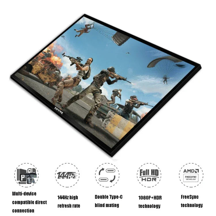 موسع شاشة كمبيوتر محمول ZGYNK TPZ1303 Type-c، قابس أمريكي، مقاسات ودقة مختلفة: 11.6 بوصة 1920x1080، 13.3 بوصة 1920x1080، 13.3 بوصة 2560x1400، 14.1 بوصة 2560x1400، 15.6 بوصة 1920x1080، 15.6 بوصة 3840x2160