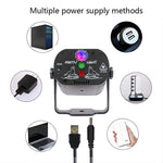 MN-R60 ضوء ليزر صغير قابل لإعادة الشحن عبر USB مفعّل بالصوت، ضوء أجواء لعيد الميلاد والترفيه المنزلي، ضوء ليزر LED مسرحي