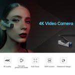 كاميرا رياضية ذكية ORDRO EP7 بدقة 4K مع تركيز تلقائي مثبتة على الرأس، بدون جهاز تحكم عن بعد، مع جهاز تحكم عن بعد