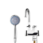صنبور ماء ساخن كهربائي فوري مع شاشة رقمية ديناميكية، سخان ماء ساخن وبارد للمطبخ والمنزل، قابس الاتحاد الأوروبي، مع رأس دش، كوع كبير، أنبوب عالمي