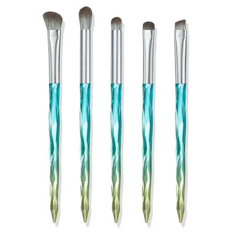 Makeup Brush Corn Silk Fiber Hair Can Washing Makeup Brush, Green Loose Powder Brush, Pink Loose Powder Brush, 5 PCS Green Eye Shadow Brush, Green Loose Powder Brush+5 PCS Eye Shadow Brush