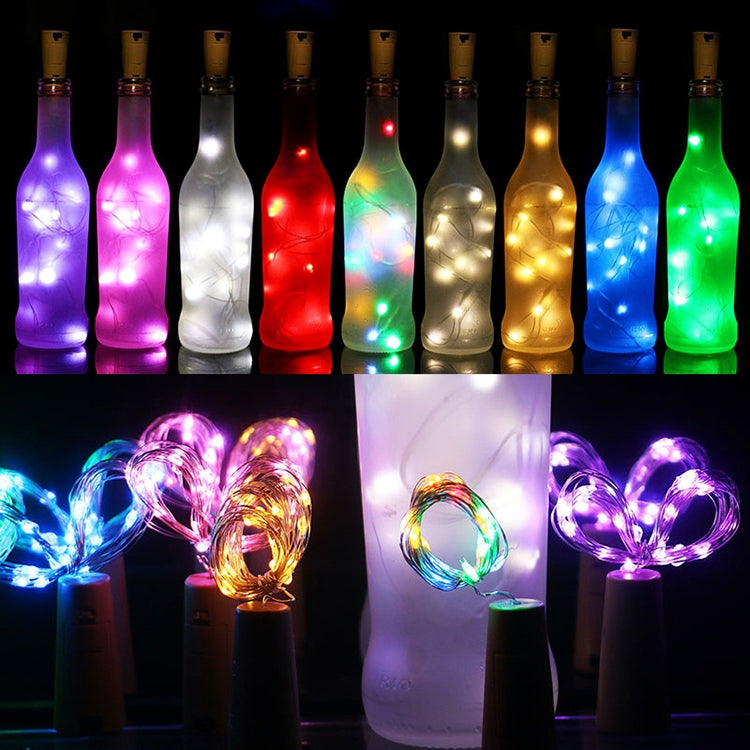 10 PCS LED Wine Bottle Cork Copper Wire String Light IP44 Waterproof Holiday Decoration Lamp, 2m 20LEDs