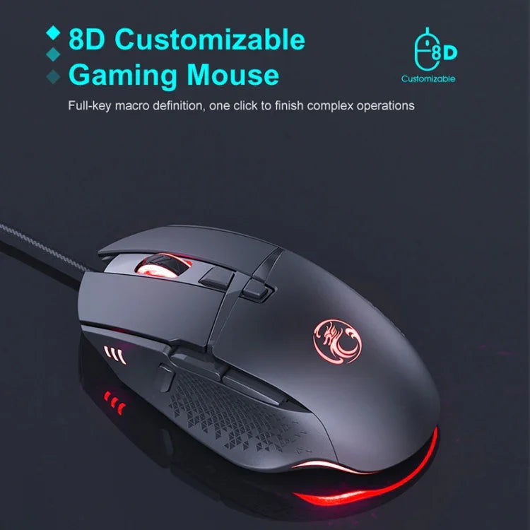 فأرة ألعاب USB سلكية مضيئة iMICE T91 بعدد 8 مفاتيح ودقة 7200 DPI، طول الكابل: 1.8 متر