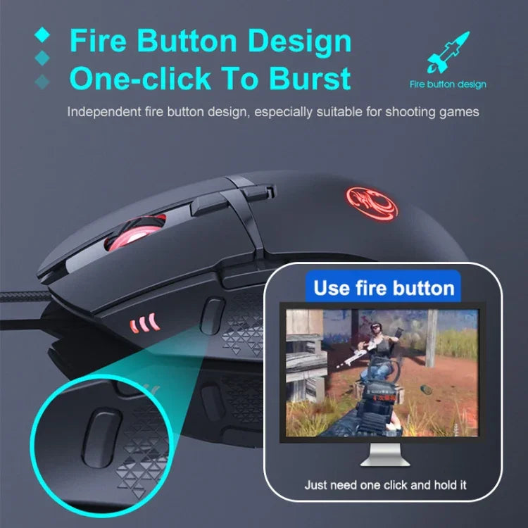 فأرة ألعاب USB سلكية مضيئة iMICE T91 بعدد 8 مفاتيح ودقة 7200 DPI، طول الكابل: 1.8 متر