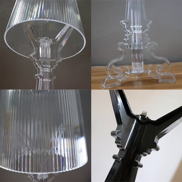 مصباح سرير LED لغرفة النوم وغرفة المعيشة مصباح مكتب أكريليك مصباح بجانب السرير غطاء مصباح طاولة ضوء ليلي، أسود، شفاف