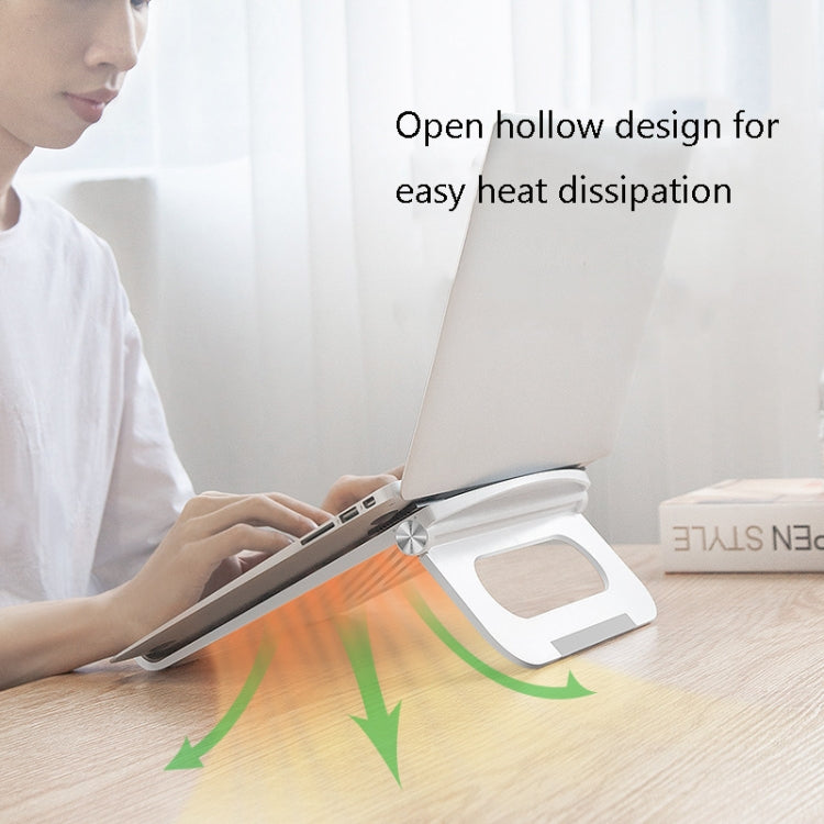 دعم لابتوب D1601 قابل للطي مع لوحة رفع وتبريد، أبيض، أسود، وردي