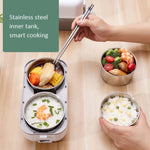 صندوق غداء مع تسخين كهربائي وحفظ حرارة، يمكن توصيله، طباخ أرز لموظفي المكاتب، قابس الاتحاد الأوروبي مزدوج القناة