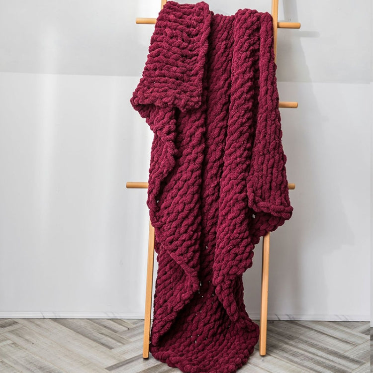 بطانية محبوكة يدوية سميكة من الصوف، بطانية أريكة شنيلي محبوكة، 80x100 سم، 130x160 سم