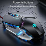 فأرة سلكية ميكانيكية للألعاب مع 6 أزرار وبرمجة ماكرو مضيئة USB للمكتب المنزلي Inphic W-02، W-02 (رمادي معدني)
