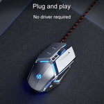 فأرة سلكية ميكانيكية للألعاب مع 6 أزرار وبرمجة ماكرو مضيئة USB للمكتب المنزلي Inphic W-02، W-02 (رمادي معدني)