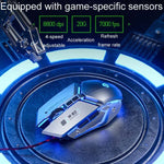 فأرة سلكية ميكانيكية للألعاب مع 6 أزرار وبرمجة ماكرو مضيئة USB للمكتب المنزلي Inphic W-02، W-02 (رمادي معدني)
