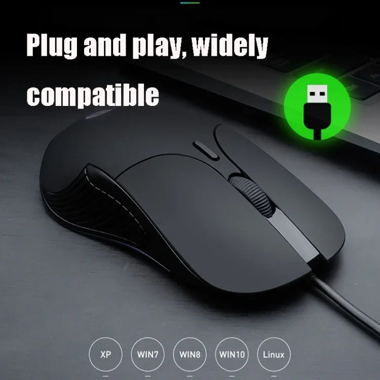 فأرة سلكية للألعاب مع تعريف ماكرو صامتة للمكتب والأعمال Inphic PB1، طول الكابل: 1.5م، ضوء تنفس خلفي كلاسيكي، ضوء تنفس أبيض غير لامع