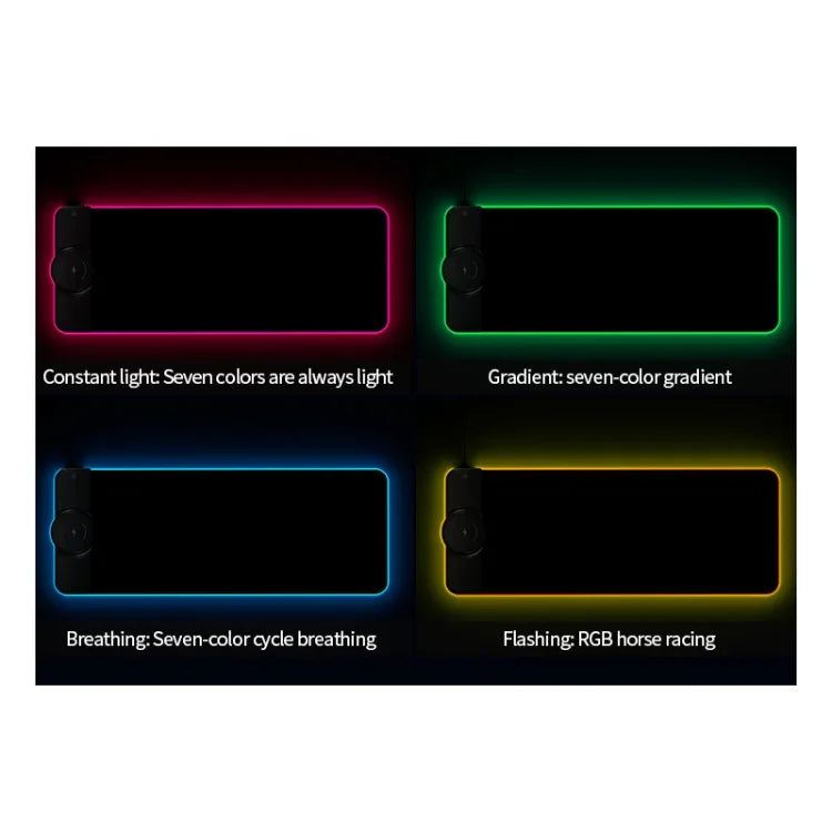 لوحة شحن لاسلكية لفأرة RGB01 بقوة 10W، لوحة فأرة مضيئة RGB، الحجم: 800 × 300 × 4مم