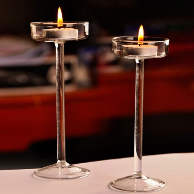 شمعدان زجاجي فاخر، شمعدان عالي، ديكور عشاء رومانسي، 16 سم، 18.5 سم