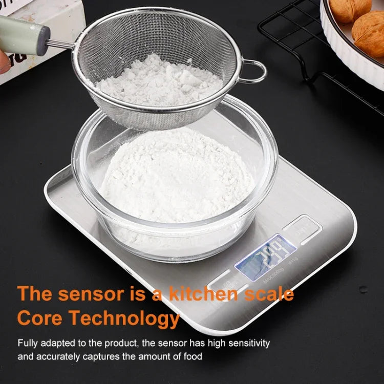 Stainless Steel Small Food Electronic Scale Kitchen Portable Baking Electronic Scale, 5kg/1g (Battery Model White), 5kg/1g (Battery Model Black), 10kg/1g (Battery Model White), 5kg/1g (Rechargeable White), 10kg/1g (Rechargeable White)