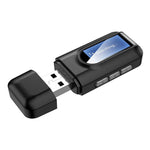 محول صوت بلوتوث 5.0 USB 2 في 1 BT201 مستقبل ومرسل مع شاشة LCD، مستقبل ومرسل صوت بلوتوث مع شاشة LCD