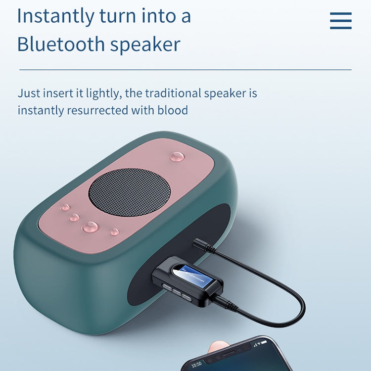 محول صوت بلوتوث 5.0 USB 2 في 1 BT201 مستقبل ومرسل مع شاشة LCD، مستقبل ومرسل صوت بلوتوث مع شاشة LCD