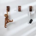 Solid Wood Punch-Free Entrance Behind The Door On The Wall Sticky Hook Clothes Hook Beech Wood, Black Walnut