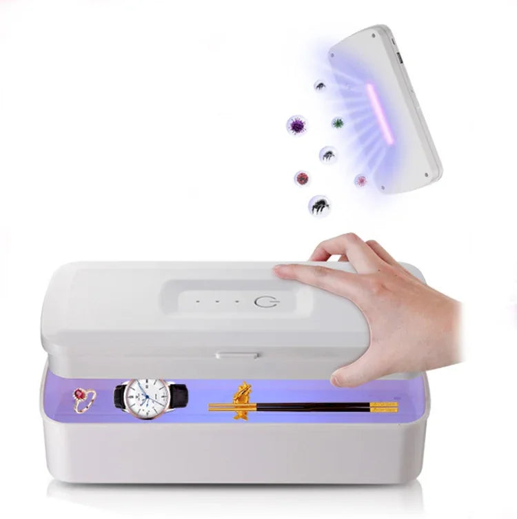 907 Mobile Phone Sterilization Box Ultraviolet Handheld Sterilizer Multifunctional Intelligent Sterilization Machine, White, Pink
