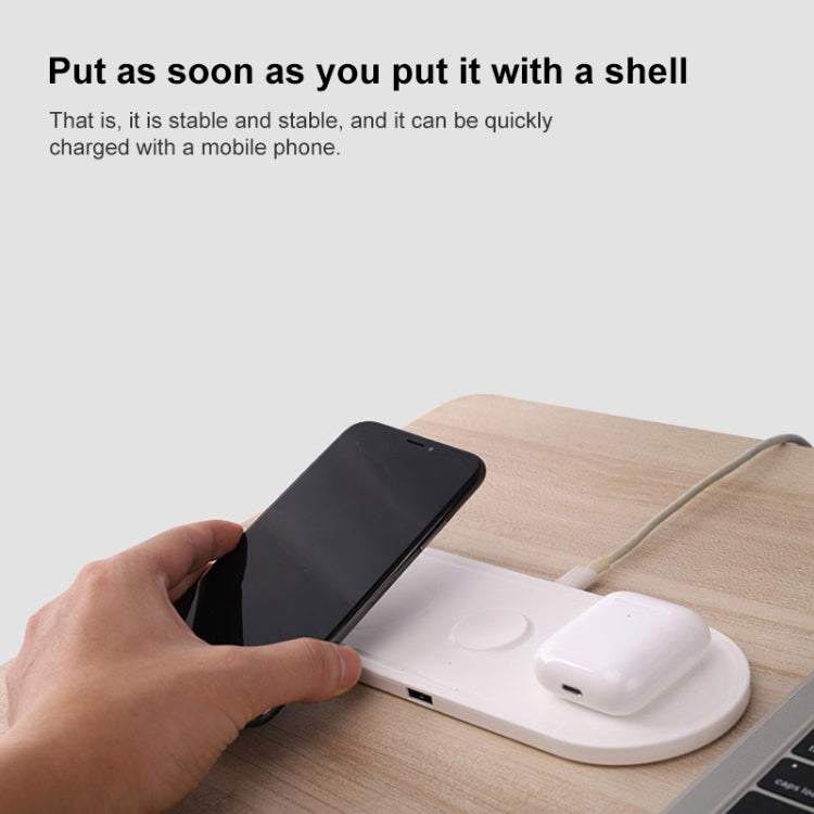 حامل شاحن لاسلكي متعدد الوظائف 3 في 1 KT-W50A8 بقوة 10 واط لأجهزة iPhone / iWatch / AirPods