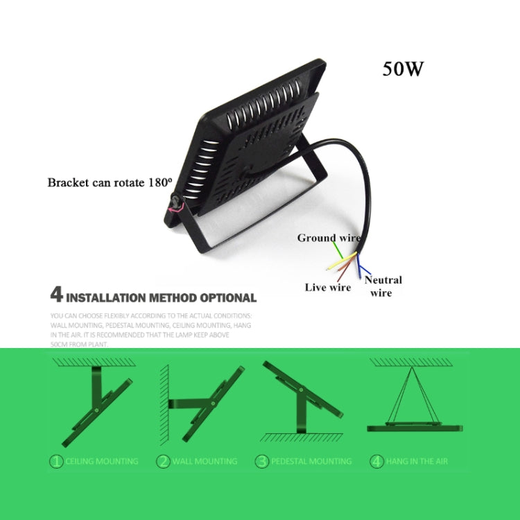 ضوء نبات LED فائق النحافة، ضوء نمو COB بطيف كامل، ضوء تعبئة دفيئة للخضروات والفواكه والزهور بدون قابس، 50W، 100W، 150W