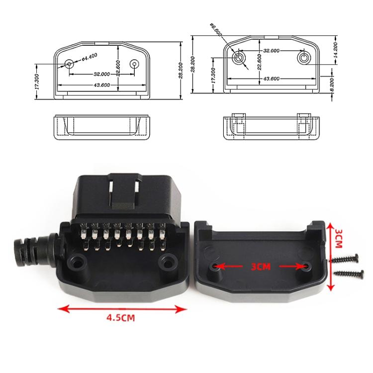 5 PCS 16PIN Car Male Connector OBD2 Connector Plug + Shell + Line Card + Screw OBD Plug J1962M, OBD Plug