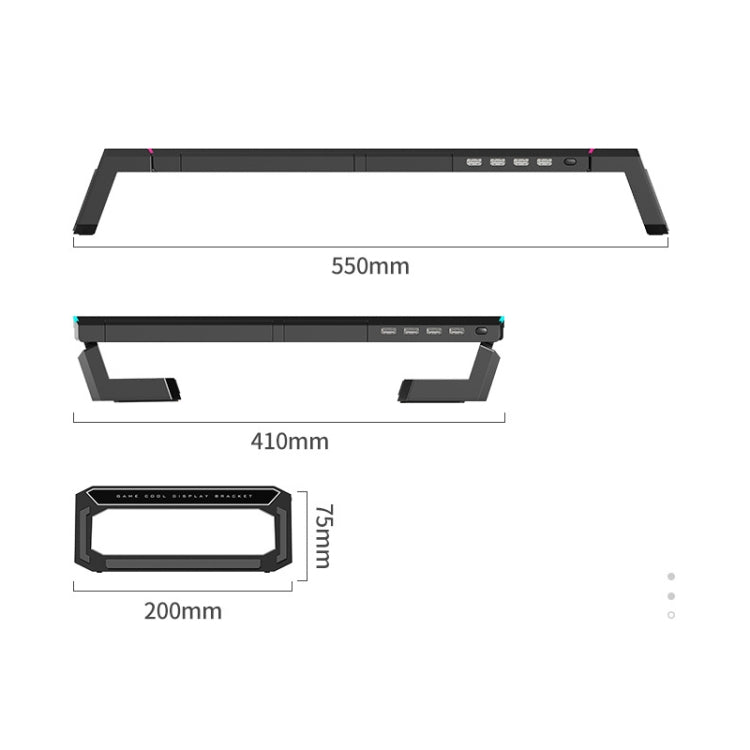 حامل لابتوب قابل للطي مع إضاءة RGB و4 منافذ USB من ICE COOREL T1 لزيادة ارتفاع الشاشة