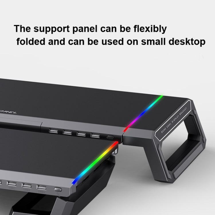حامل لابتوب قابل للطي مع إضاءة RGB و4 منافذ USB من ICE COOREL T1 لزيادة ارتفاع الشاشة