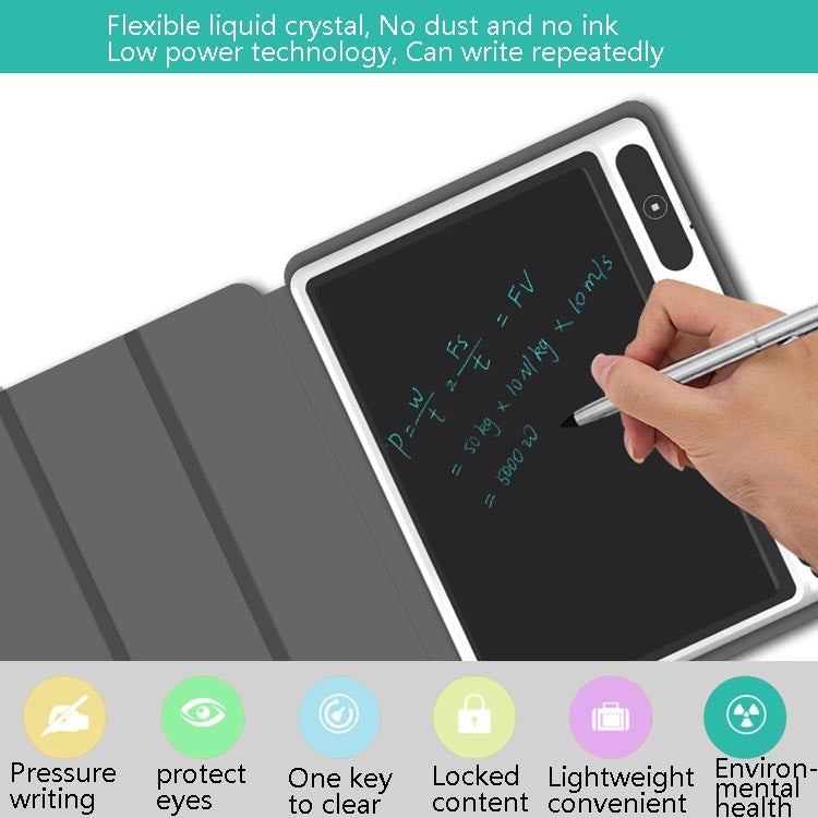 لوحة كتابة يدوية LCD مقاس 10.1 بوصة، لوحة رسم إلكترونية مضيئة بالطاقة، لوحة رسم باليد، سبورة ذكية صغيرة، أسود مع غطاء جلدي، وردي مع غطاء جلدي