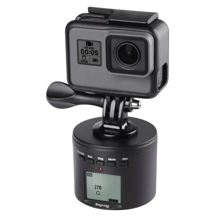 محول حامل ثلاثي القوائم مثبت بمثبت بانورامي بزاوية 360 درجة مدعوم بالطاقة Suptig RSX-350 لتصوير التايم لابس لكاميرات GoPro HERO9 /8 /7 /6 /5 /5 Session /4 Session /4 /3+ /3 /2 /1، Xiaoyi وكاميرات الحركة الأخرى
