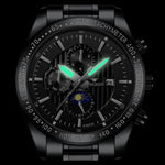 FNGEEN 5800 Men Three Eyes and Six Pins Watch Student Quartz Watch, Black Steel Black Surface, Black Steel White Surface, White Steel Black Surface, White Steel White Surface, Black Leather Black Steel Black Surface                                     ...