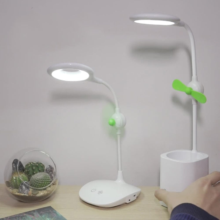 مصباح مكتب LED مروحة WS-8010، مصباح مكتب بجانب السرير، USB، قابل للطي، قطرة ماء، حلقة، حامل قلم بشفرة مروحة بيضاء، حامل قلم بشفرة مروحة صفراء، حامل قلم بشفرة مروحة زرقاء، حامل قلم بشفرة مروحة خضراء