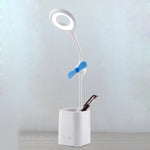 مصباح مكتب LED مروحة WS-8010، مصباح مكتب بجانب السرير، USB، قابل للطي، قطرة ماء، حلقة، حامل قلم بشفرة مروحة بيضاء، حامل قلم بشفرة مروحة صفراء، حامل قلم بشفرة مروحة زرقاء، حامل قلم بشفرة مروحة خضراء