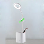 مصباح مكتب LED مروحة WS-8010، مصباح مكتب بجانب السرير، USB، قابل للطي، قطرة ماء، حلقة، حامل قلم بشفرة مروحة بيضاء، حامل قلم بشفرة مروحة صفراء، حامل قلم بشفرة مروحة زرقاء، حامل قلم بشفرة مروحة خضراء