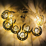 أضواء سلسلة نجمة وهلال LED لعيد الفطر، زينة مهرجان رمضان، 1.65 متر 10 مصابيح LED، 3 متر 20 مصباح LED